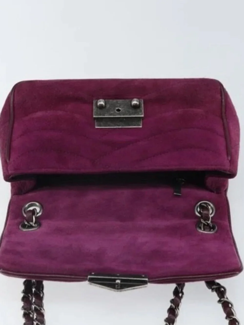 CHANEL Chain Shoulder Bag Suede Purple CC Auth